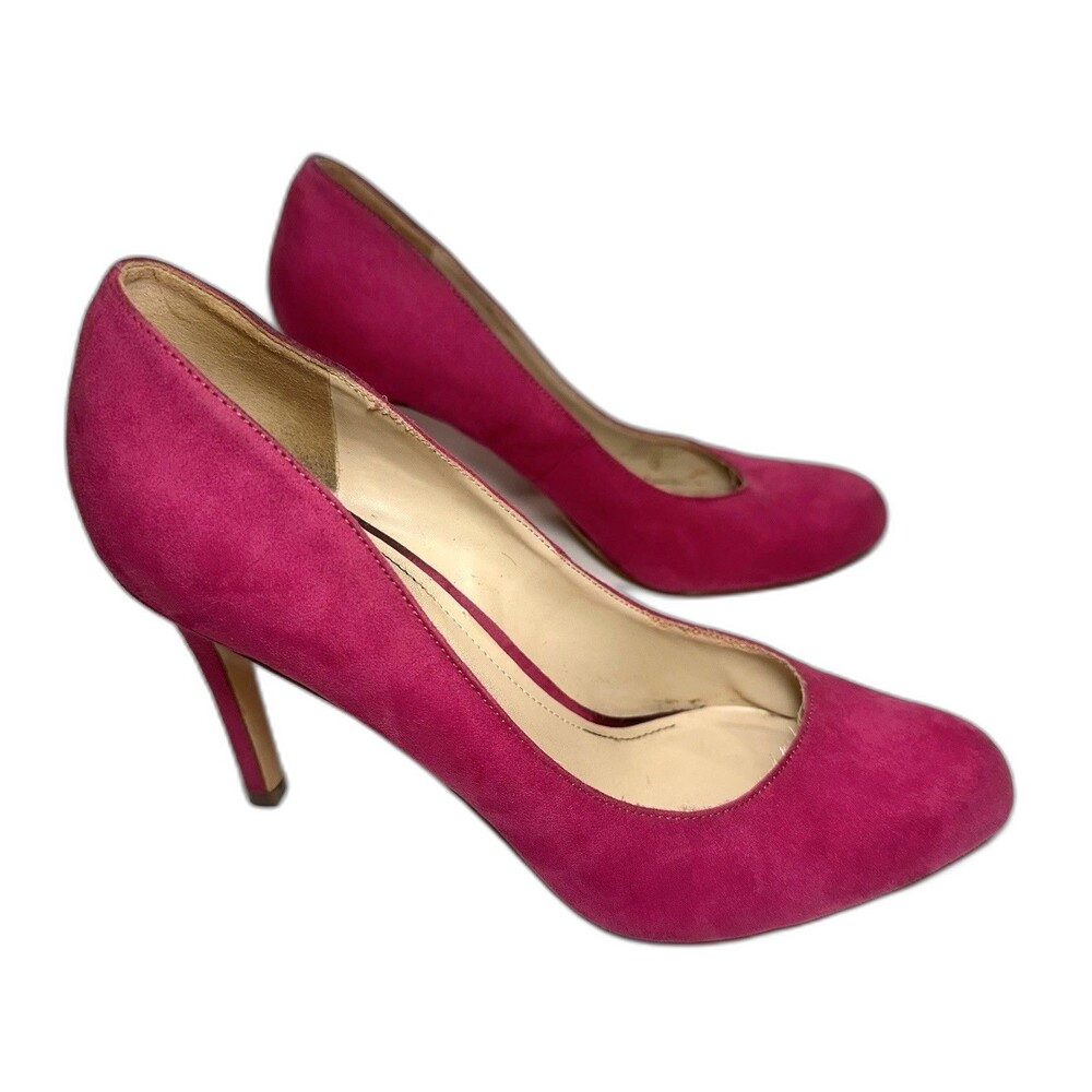 Marc Fisher Women 8.5 M Heels Lessa Round Toe Pink Faux Suede Vibrant